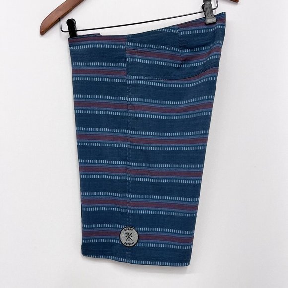 Roark Revival Men's Swim Board Shorts Teal/Red Striped Polyester/Spandex Size 30 - Picture 3 of 10